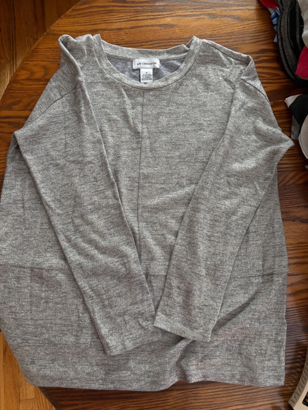 Liz Claiborne Heather Gray Long Sleeve Knit Top